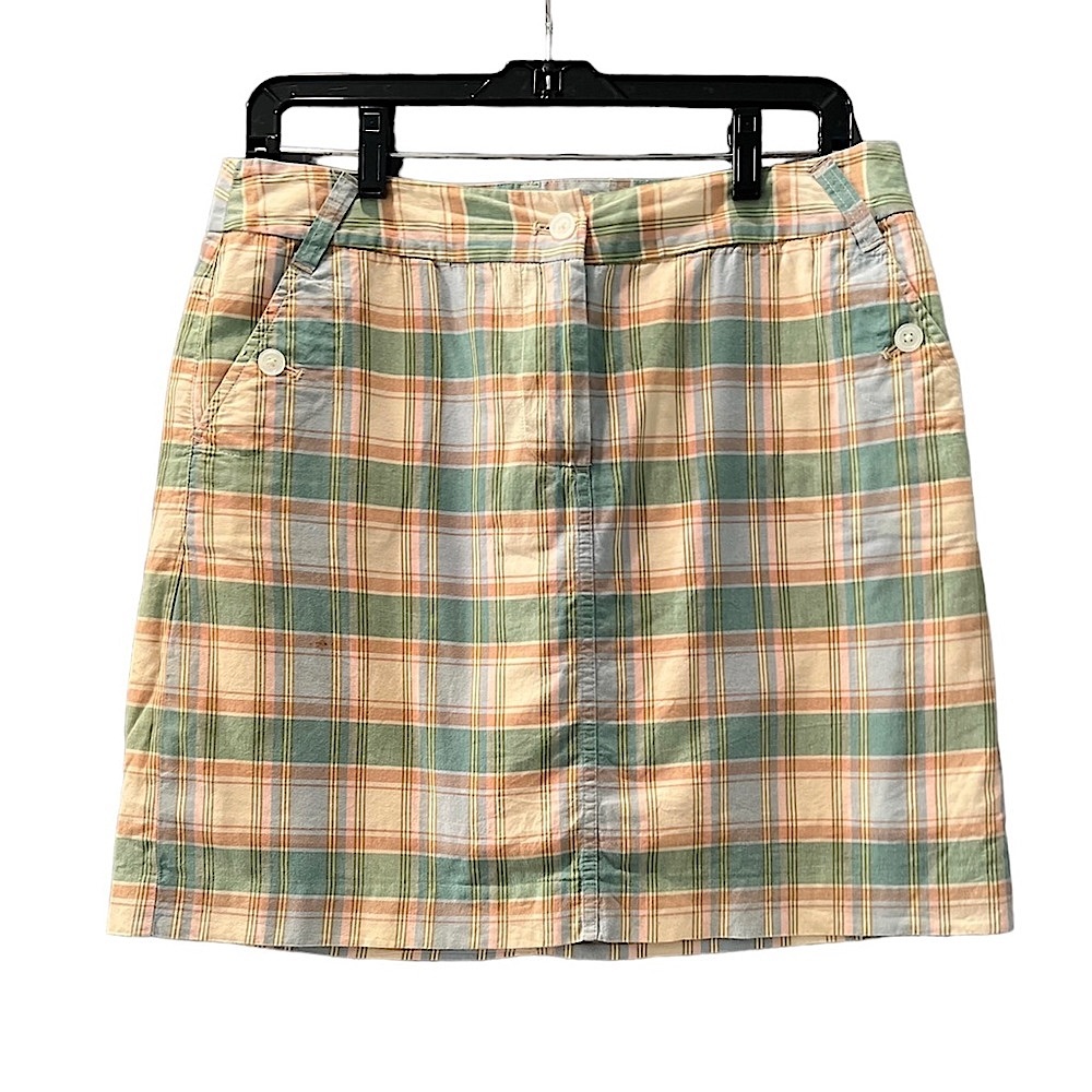 Brooks Brothers 346 Cotton Mini A-Line Madras Skirt size 8